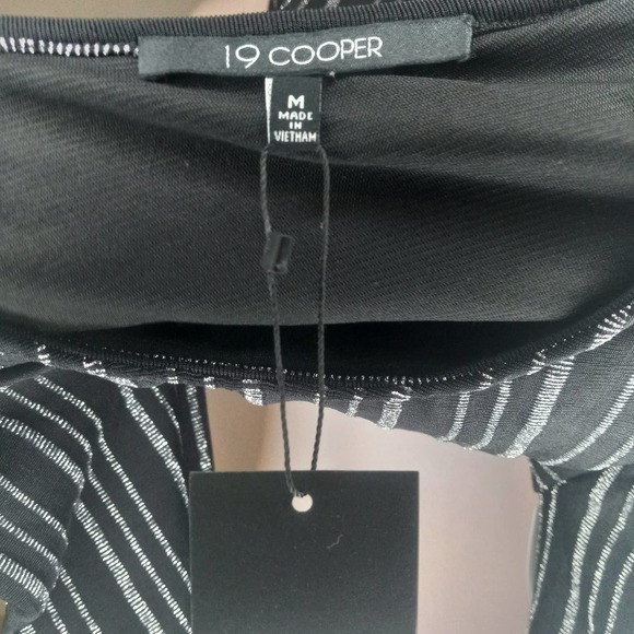 NWT 19 Cooper Black Metallic Striped Dress - Picture 4 of 5